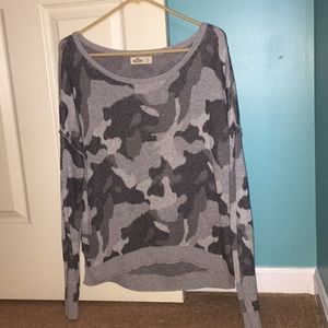 Camo scoop neck sweater